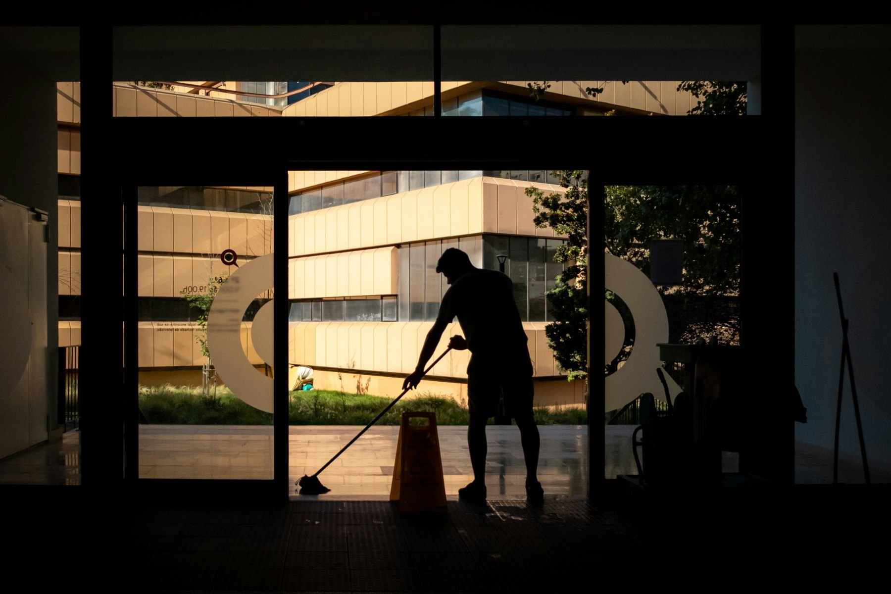 Cleaner caring for a commercial interior